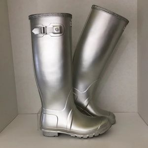"Sale" Metallic Tall Hunter Rain Boots sz 7